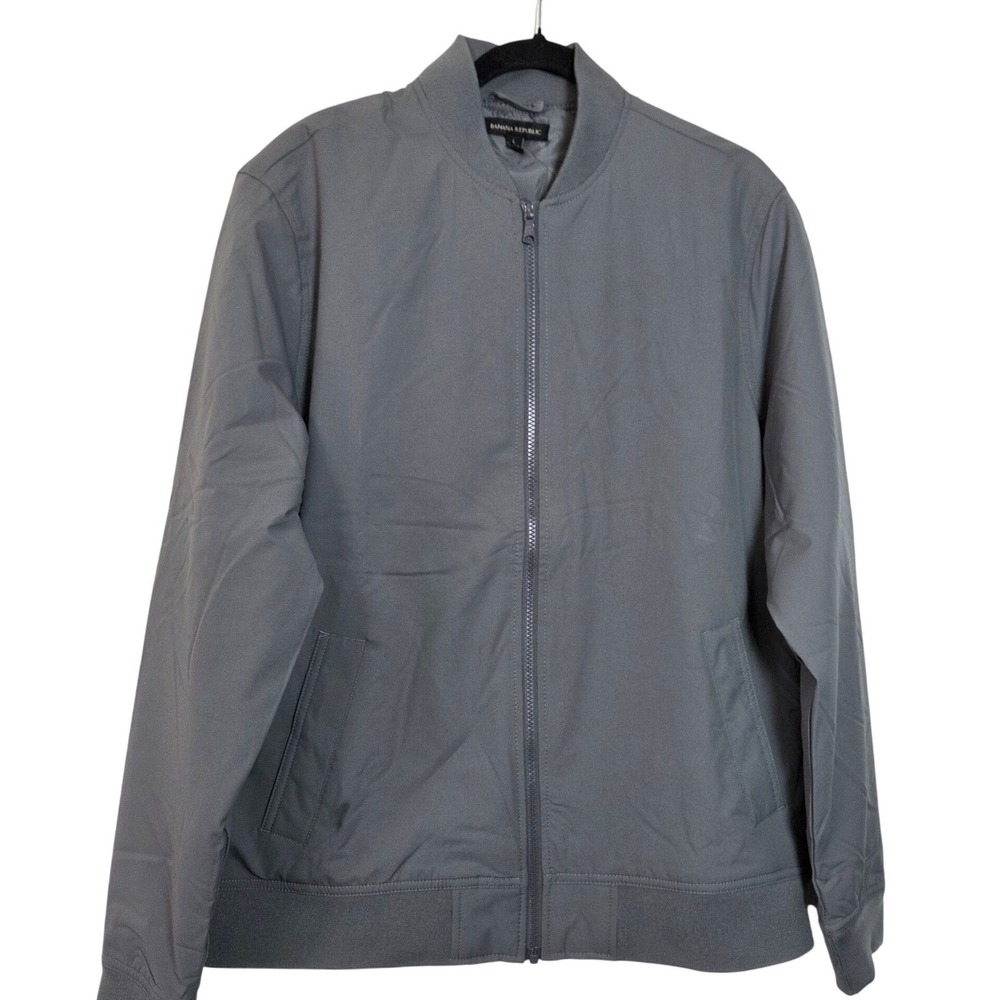 Banana Republic Bomber Jacket Gray Zip Front Mens Large‎